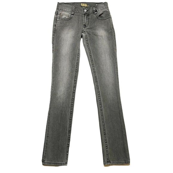 Tag Jeans SZ 26 Stretch Gray #6011 Stone Wash Mid Rise Straight Capsule Wardrobe - Picture 1 of 11